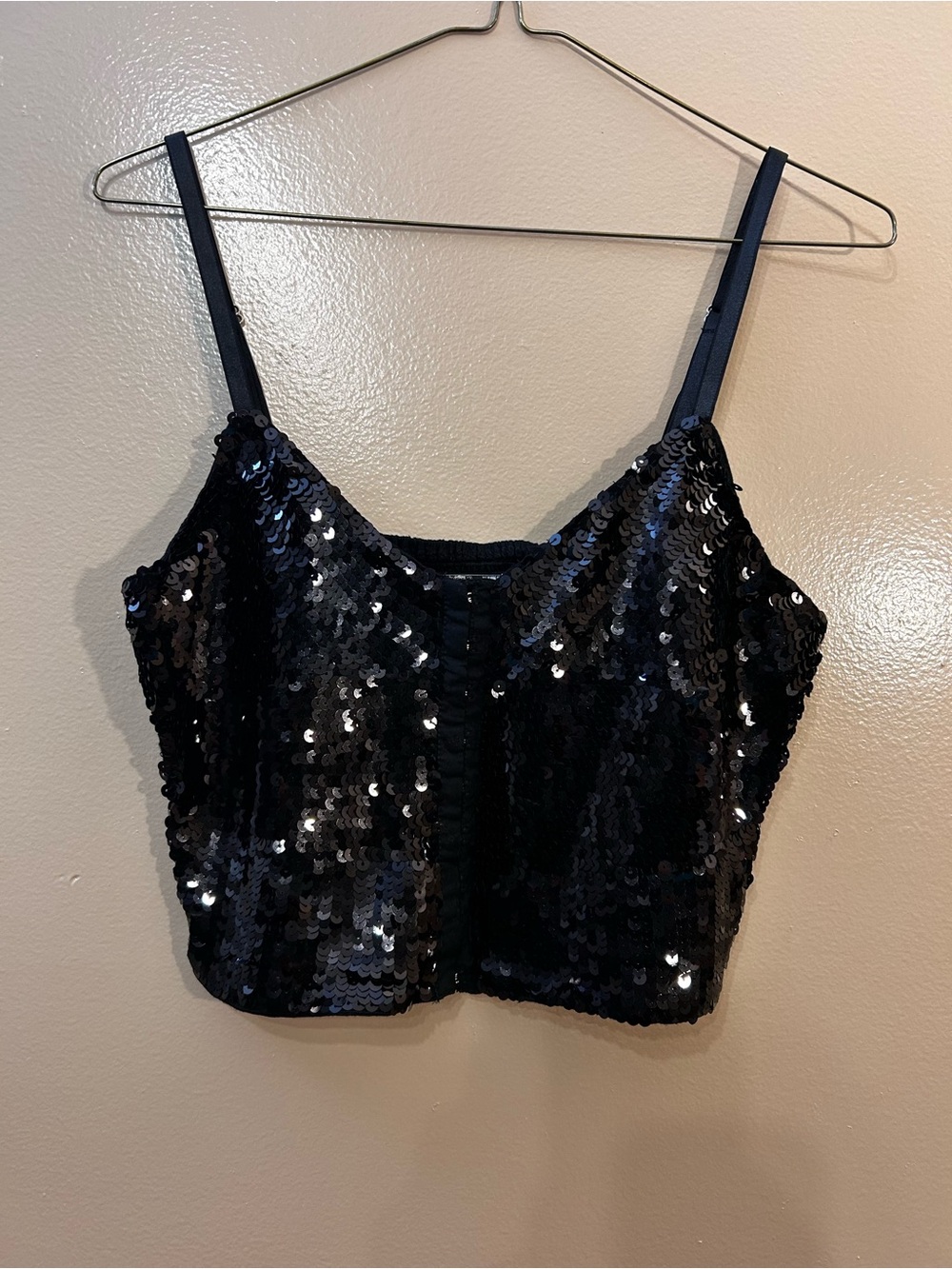 Guess Black Sequin Cropped Camisole